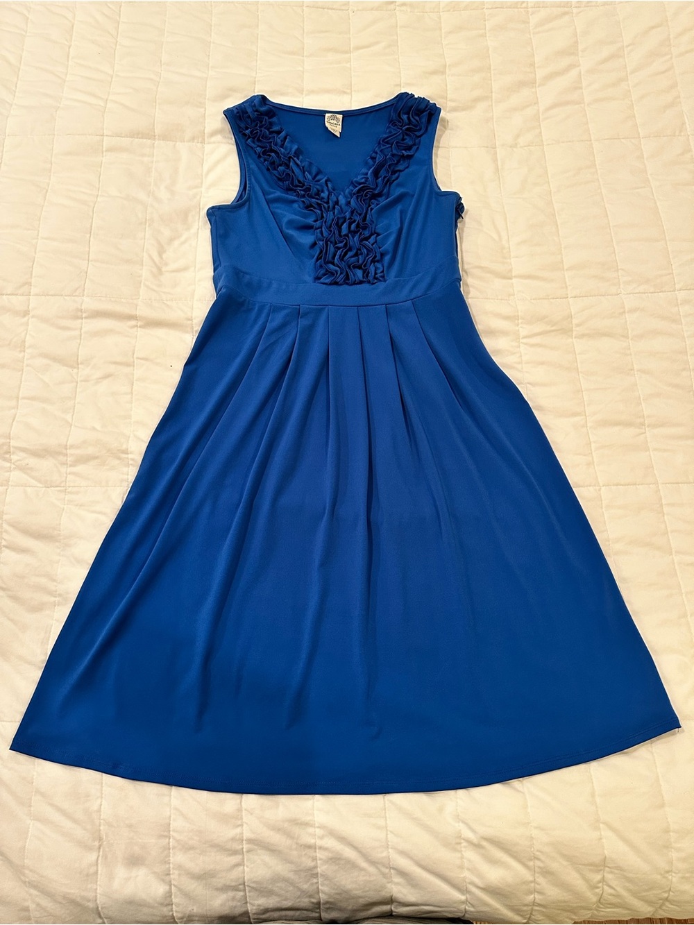 Signature by Sangria Royal Blue Ruffled V-Neck Dress